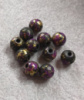 Бусины керамика/ 8 мм/ цена за 1 шт/ мраморный фиолетово-золотой