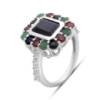 Серебряное кольцо CatalogSilver с натуральным сапфиром 1.917ct, изумрудом, рубином, вес изделия 5,01 гр (2182382) 18 размер