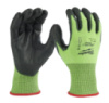 Рукавиці робочі сигнальні Hi-Vis MILWAUKEE, з опором порізам 5/E рівня, розмір 9/L