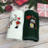 Набор махровых кухонных полотенец Турция Новый год Санта-пара Пингвин 13939 30х50 см 2 шт