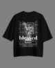 Oversize футболка з принтом Blessed чорна