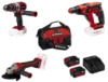 Набір акумуляторних інструментів EINHELL TK 18/3 Li (CD+AG+HD+2 Battery+Bag) : з АКБ 2шт-18V 3.0Ач+ЗП