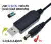 Кабель-переходник для роутера USB 5v на DC 9v 1m 5.5x2.5mm (A class) 1 день гар.