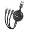 Кабель HOCO X75 3-in-1 double-pull charging cable(iP+Micro+Type-C) Black (6931474767387)