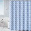 Шторка для ванной и душа с кольцами 180x180 см водоотталкивающая, шторка для ванной и душевой с крючками,голубая с белым узором