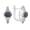 Серебряные серьги CatalogSilver с натуральным сапфиром 4.337ct, изумрудом, фианитами (2180845)