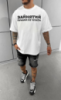 Комфортна біла чоловіча оверсайз футболка з трендовим дизайном