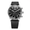 Чоловічий наручний годинник Forsining 8311 Black-Silver з хронографом та шкіряним ремінцем
