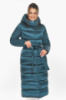 Куртка женская Braggart зимняя длинная с капюшоном и поясом - 58450 атлантического цвета