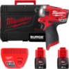 Шуруповерт ударний гідравлічний акумуляторний безщітковий 1/4'' HEX MILWAUKEE, M12 FQID-202X, 50Нм (зарядний пристрій С12 С, 2 а