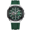 Чоловічий наручний годинник Curren 8462 Silver-Green зі спортивним хронографом та силіконовим ремінцем