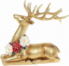 Декоративная статуэтка «Олень с ожерельем из цветов» 23см, полистоун, золото