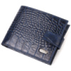 Містке горизонтальне портмоне для чоловіків з натуральної шкіри з тисненням під крокодила 721883 Синє
