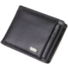 Практичний компактний гаманець із вкладишем для посвідчення для чоловіків з натуральної гладкої шкіри 721876 Чорний