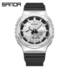 Чоловічий спортивний годинник Sanda 3167 Silver зі сріблястим циферблатом та водозахистом 5 ATM