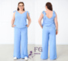 Літній жіночий костюм з широкими брюками «Ясмін» оптом | Батал | Розпродаж моделі Блакитний, 52