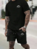 Чорний комплект футболка та шорти ДТФ