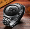 Металлические мужские наручные часы с черепом в стиле PHILIPP PLEIN черные