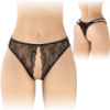 Трусики з розрізом еротичні для жінок Victoria чорні мереживні для спокуси One Size