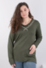 Жіноча кофта кольору хакі з декором