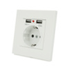 Розетка врезная, Input: AC 100-250V 16A, 2-USB- выхода, White
