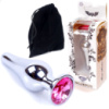 Анальна пробка з рожевим кристалом M «Jewellery silver butt plug pink» від Boss Series