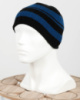 Чоловіча зимова чорно-синя шапка у смужку