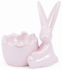 Подставка для яйца «Умный кролик» 10см, перламутровая розовая с фигуркой кролика