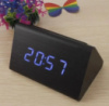 Настольные часы с будильником от сети с синей подсветкой/датчиком темп/дата в виде дерев.бруска VST-864-5