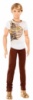 Кен модник с коричневыми джинсами и белой футболкой