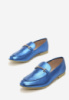Женские туфли лоферы голубые низкий ход