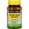 Фолієва кислота 400 мкг, Folic Acid, Mason Natural, 100 таблеток