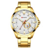 Чоловічий наручний годинник Curren 8372 Gold-White з хронографом та металевим браслетом