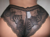 Сексуальні жіночі трусики-американки Planjoy гіпюрові чорні розміри XL і XXL