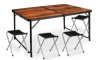 Розкладний туристичний стіл-валіза (120 х 60 см) + 4 стільці, комплект садових меблів, Коричневий (імітація дерева)