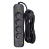 Сетевой фильтр 4.35 м удлинитель на 4 розетки с 3 USB 1 Type-C и кнопкой отключения HP-5-14