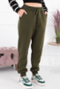 Жіночі спортивні брюки-джогери кольору хакі на флісі