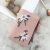 Женский мини кошелек с вышивкой цветочками, маленький портмоне клатч вышивка Розовый