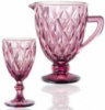 Набор для напитков Elodia «Грани» 6 фужеров 320мл и кувшин 1.1л, розовое стекло