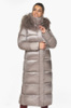 Куртка женская Braggart длинная с поясом и натуральной опушкой на капюшоне - 59130 аметриновый цвет