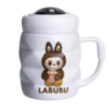 Чашка фарфоровая с крышкой Labubu 400 (мл) подарочная кружка прикольная чашка для детей на подарок Белый с темно-коричневым FM-54C