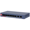 8-портовый управляемый PoE коммутатор DH-CS4010-8ET2GT-110 с 8 портами POE 100Мбит + 2 порта UP-Link 1000Мбит,185x104x27 мм