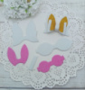 Вирубка бантик «Зайчик» біло-рожевий 6*5,7 см з фоамірану з глітером,набір деталей.