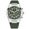 Чоловічий годинник Benyar BY-5206 Silver-Green з хронографом та шкіряним ремінцем