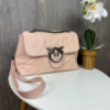 Качественная женская мини сумочка клатч на плечо в стиле Пинко стеганная, маленькая сумка Pinko птички Пудровый