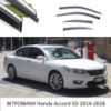 Дефлектори вікон Honda Accord SD 2014-2018 П\К скотч «FLY» «нерж. сталь 3D» BHDAC1423-W/S (145)