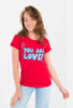 Жіноча червона футболка з написом