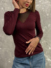 Жіноча кофтинка з декольте сітка «Annabel» | Норма і батал Бордовий, 46-48
