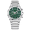 Чоловічий наручний годинник Benyar BY-5216 Silver-Green з хронографом та сталевим браслетом