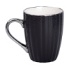 Чашка фарфоровая 400 (мл) с серебристым ободком и ручкой для чая Черная RX-N231315B